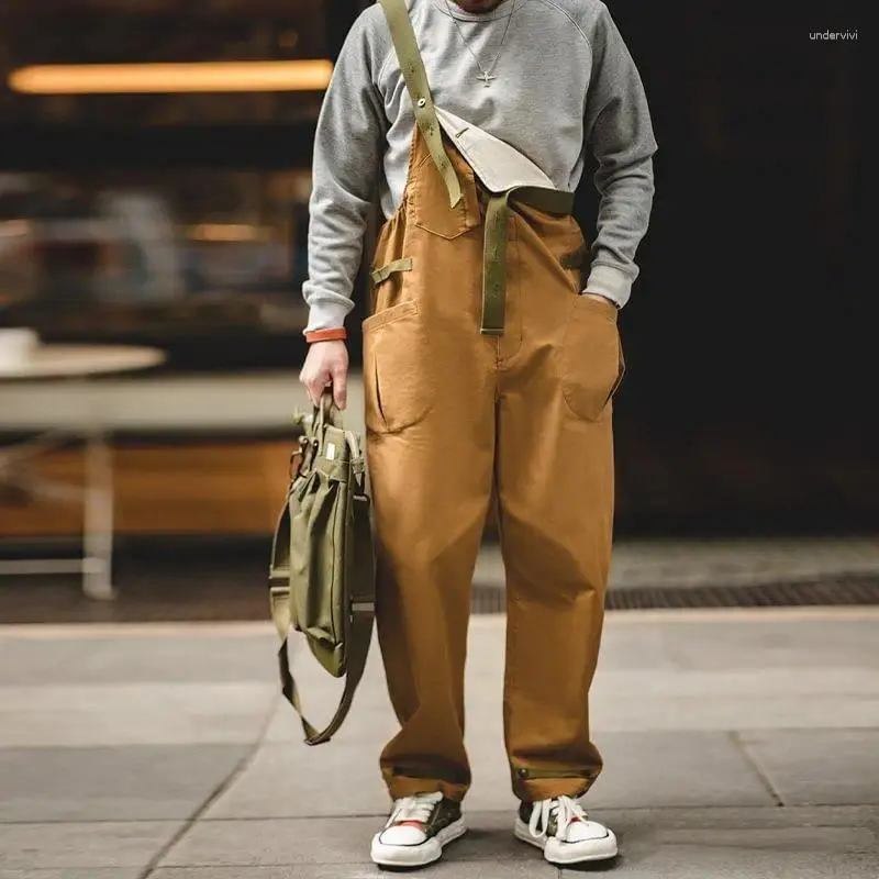 Men's Pants Vintage One Piece Cargo Men Jumpsuit Outfits Suspender Overalls Pocket Trousers Wear Casual Loose Rompers Male