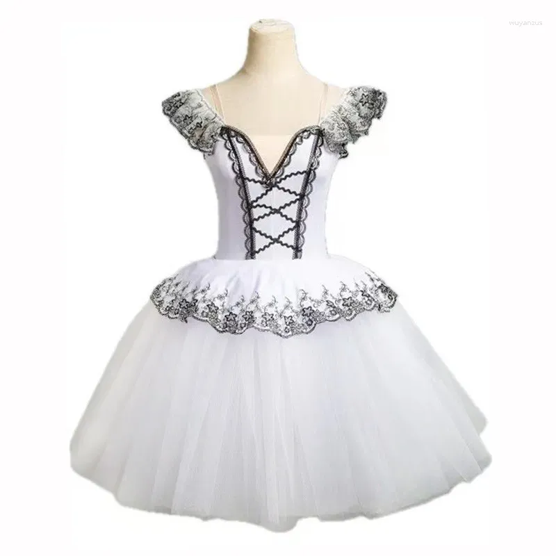 Stage Wear White Ballet Long Skirts Girls Dancing Tutu Dresses Professional Performance Dance Costumes Leotard For Women