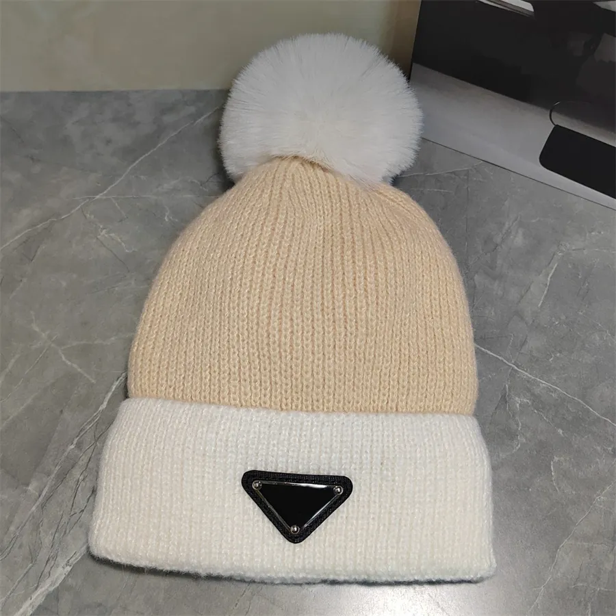 Designer Autumn and Winter Casual High Quality Fashion Knitted Warm Artificial Fur Plunger Women's Hat 6 Colors