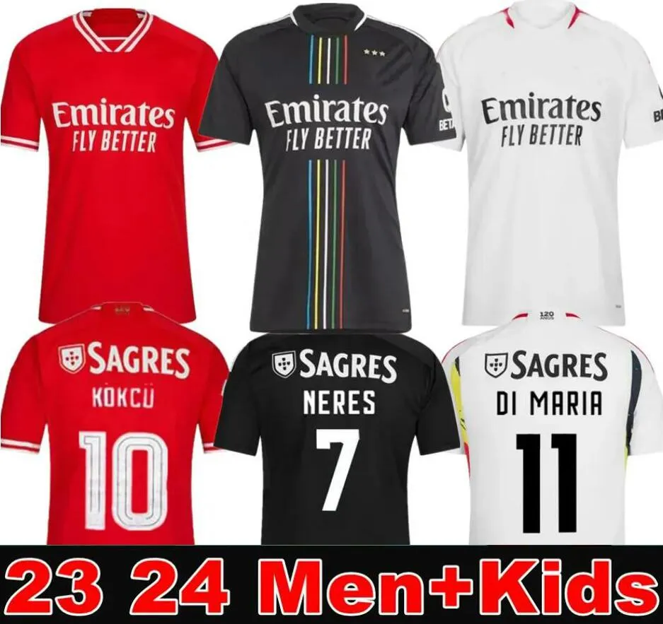 23 24 DI MARIA Soccer Jerseys Benficas Football Shirt 2023 2024 CHAMPIONS Home Camisa Player Version G.RAMOS NERES AURSNES RAFA MUSA OTAMENDI Grimaldo J. Mario Kid Kit