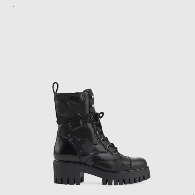 Designer dameslaarzen Territory Flat Ranger Hoge hakken Laarzen Wonder Flat Combat Boots met ritssluiting Martin Enkel glad kalfsleer met inscriptie en canvas Winterlaarzen Maat 35-42