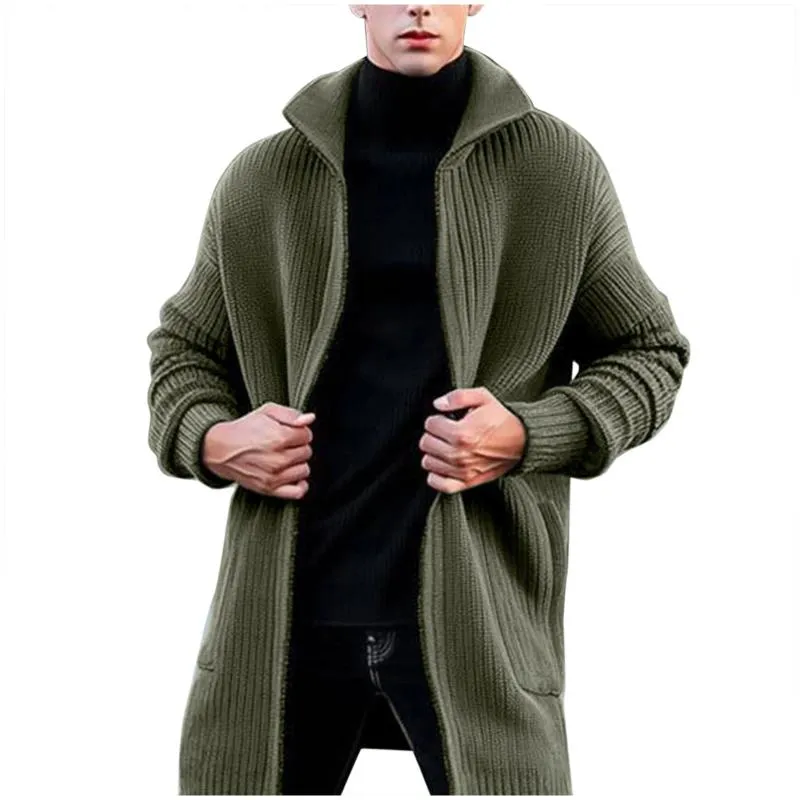 Winter Mens Coat Warm Long Sleeve Cardigan Outwear Knitted Sweater Jacket  Trench