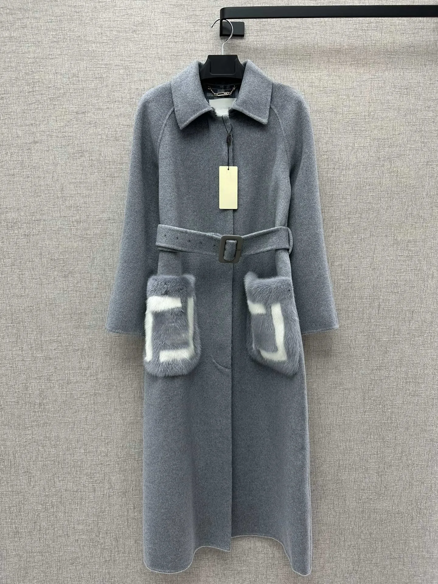 트렌치 유럽 여성 클래식 코트 오리지널 커스텀 밍크 포켓 디자인 수제 코트