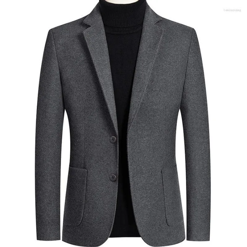 Herenpakken 2023 Merk Mannen Wol Blends Jasje Mode Effen Kleur Slim Fit Blazer Party/Bruiloft Tuxedo Blazers Terno