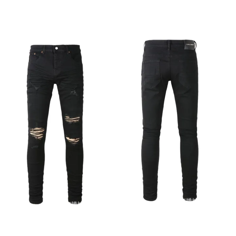 2024 Jeans pourpre jeans créateurs de créateurs jeans pantalons denim Broderie de broderie de qualité haut de gamme Ripped for Trend Brand Vintage Pant Mens Fold Slim Skinny Fashion