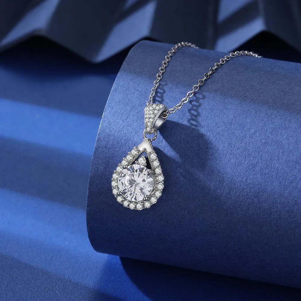 Collier Imitation Mosang en gros diamant brillant pour femmes, pendentif de tempérament en zircon, longue clavicule, chaîne en argent, vente en gros, 2023
