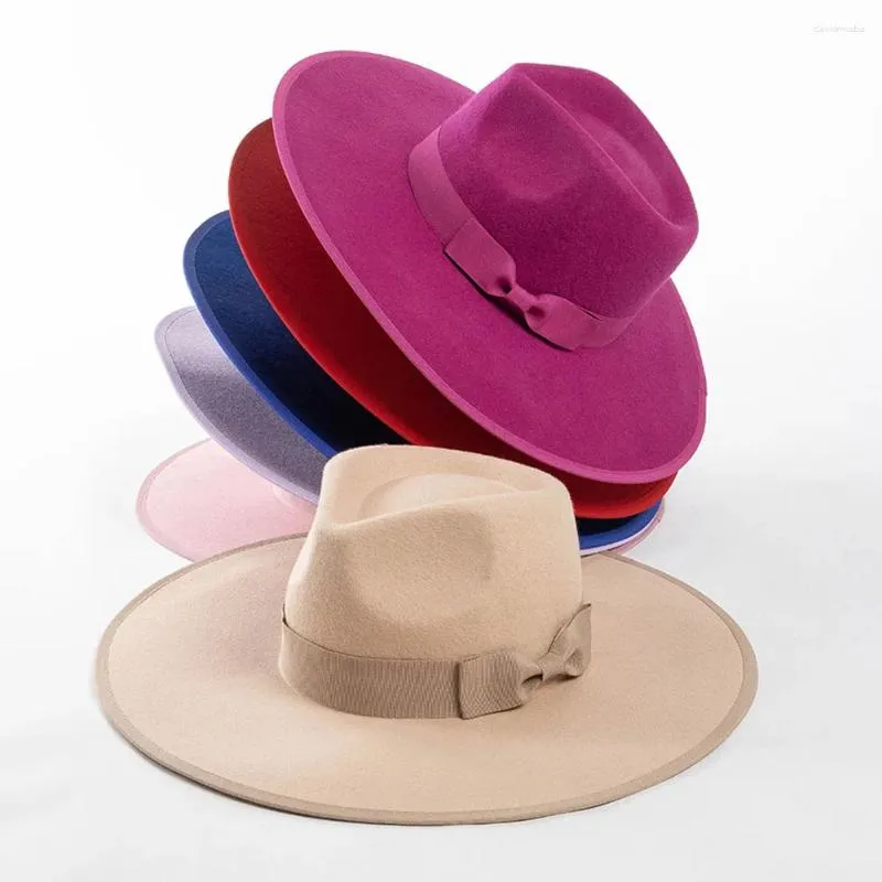 Berets Wool Felt Panama Hat Wide Brim Rancher Fedora Winter Flat Stiff For Men Women Profermance