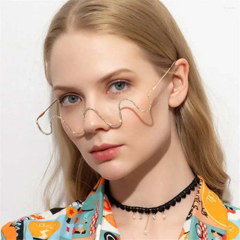 Оправа для солнцезащитных очков, уникальная, более тонкая, волнистая форма, женские поддельные очки, оправа для очков с бриллиантами без декоративных линз