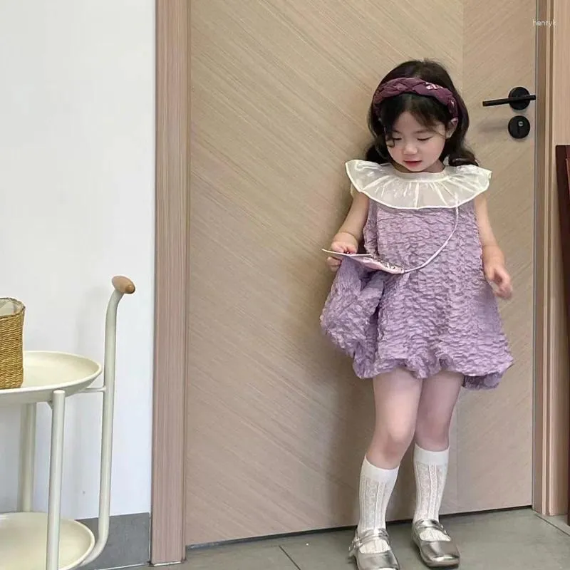 Meisje Jurken Kinderkleding 2023 Zomer Koreaanse Stijl Meisjes Leuke Bubble Jurk Mouwloos Casual Eenvoudige Prinses Zoete Zonnejurk