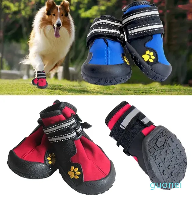 Scarpe protettive per animali domestici 4 pezzi Set per cani sportivi per cani di grossa taglia Stivali da pioggia per esterni Antiscivolo per cuccioli