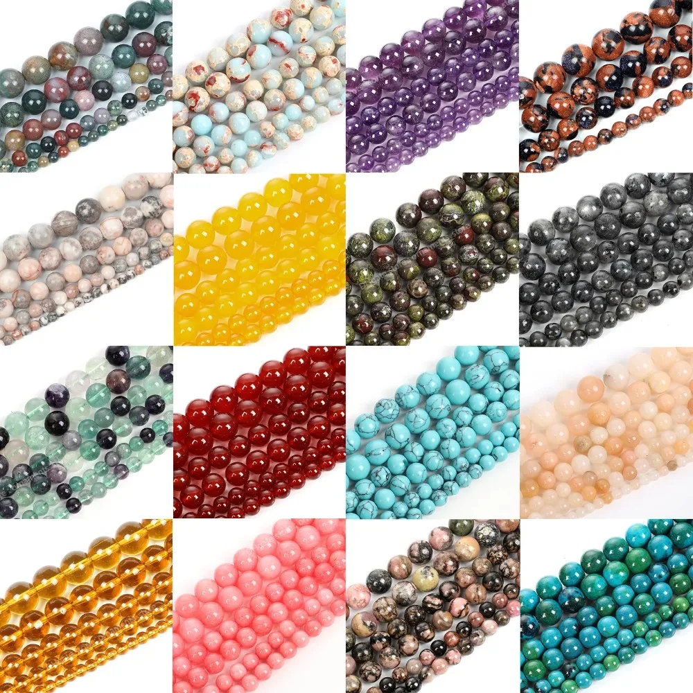 45 Stijlen Natuursteen Kralen Agaat Obsidiaan Kristal Chalcedoon Ronde Losse Kralen Voor Sieraden Maken DIY Charm Armbanden 4-12 MM Mode-sieradenKralen