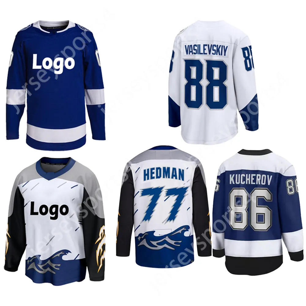 Ed American Hockey Jerseys Tampa Bay 21 Ponto 77 Hedman 86 Kucherov 88 Vasilevskiy 91 Staos Aceitar Personalizado