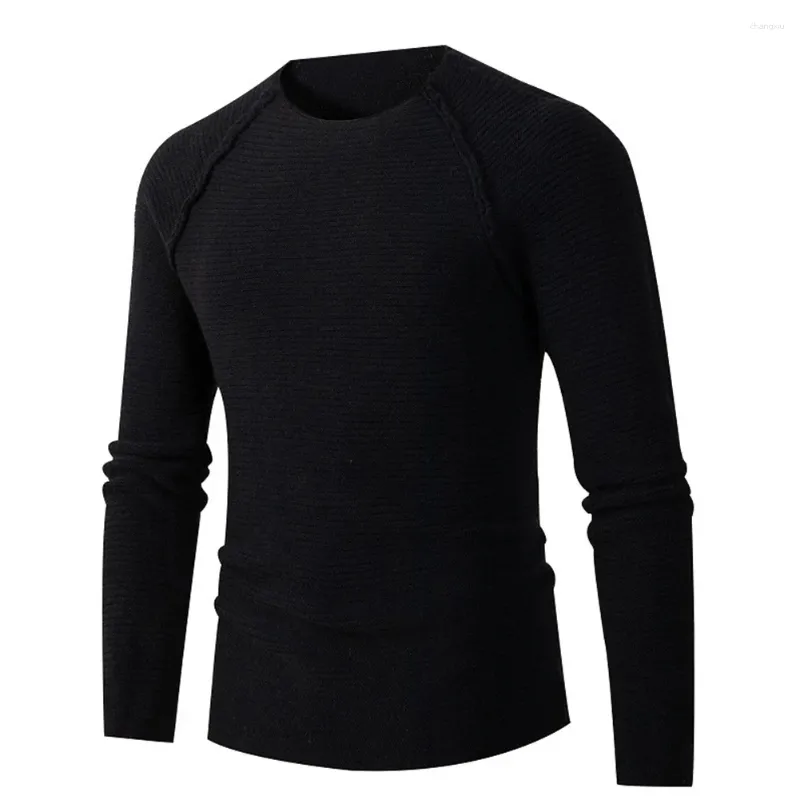 Men's Sweaters Pullover Mens Sweater Polyester Slim Soft Solid Color Top 1 Pcs Big Size Black/Khaki Casual Classic Comfortable