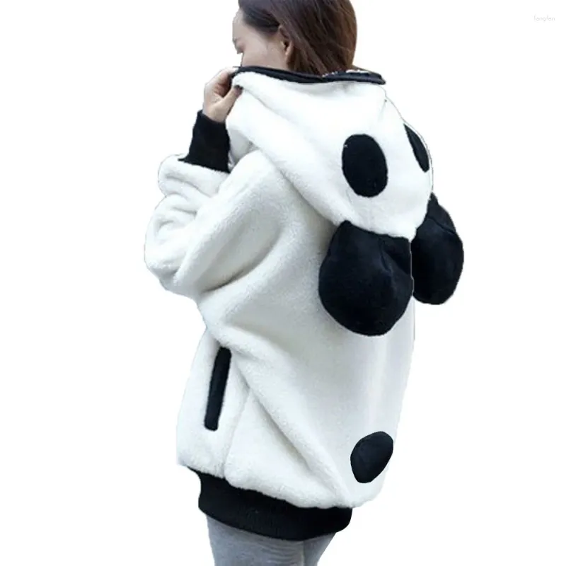 Kvinnors hoodies kawaii anime härlig söt björn öron panda vinter varm huvtröjor