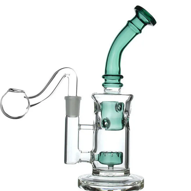 Bong piccolo da 8,4 pollici Klein Recycler Dab Rigs Narghilè ad olio Tubi per fumatori Bong ad acqua Chicha con banger da 14 mm