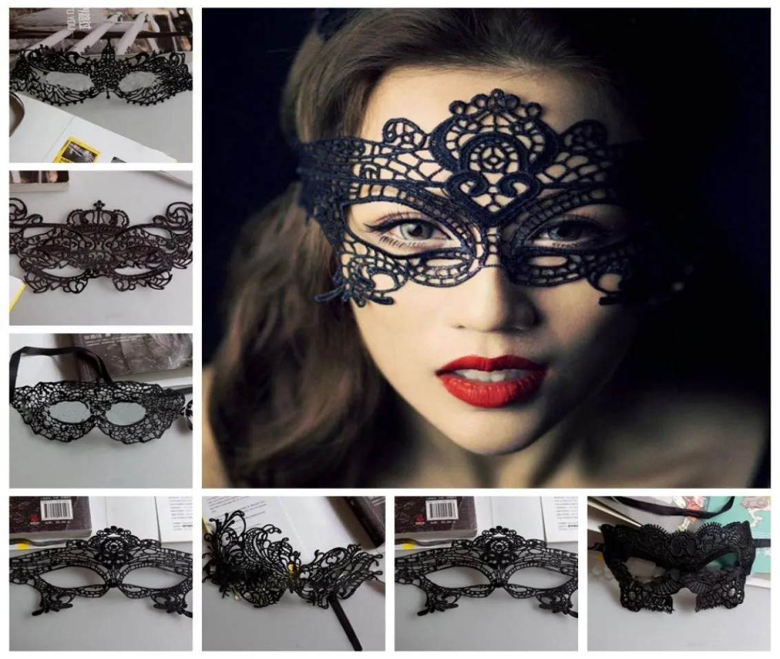 Mascaras Halloween Props Sexy Lace Party Masquerade Masks Venetian Costume Multi Patterns Black Lace Sexy Masquerade Masks2640348