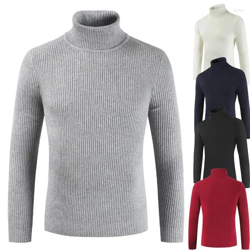 Pulls pour hommes Mode pour l'hiver Casual Chaud Lâche Pulls tricotés Tops Hommes Jeune Homme Col Haut Vêtements Qualité