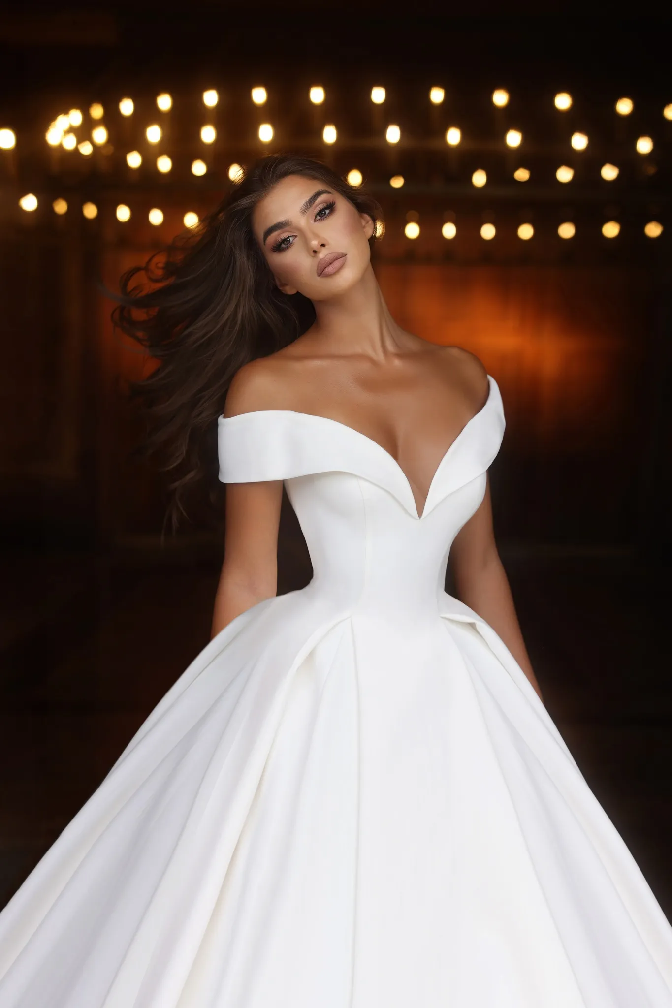 The Sales Rack-Bohemian Satin Bridal Dress With Bow Back