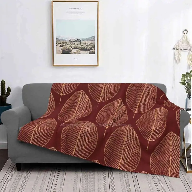 毛布贅沢なエルゴールデン葉赤色の背景販売ルーム家庭用フランネルブランケットパターン抽象