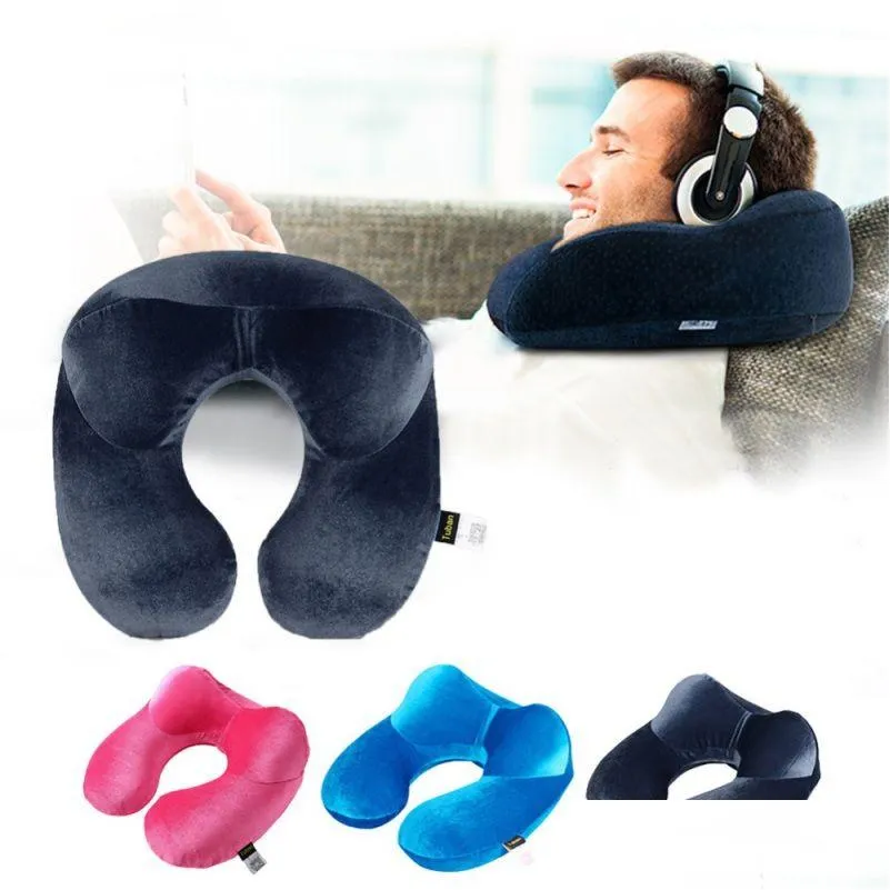 Gadgets d'extérieur Oreiller de voyage Accessoires de cou gonflables Oreillers confortables pour le sommeil Drop Livraison Sports de plein air Cam Randonnée et Dhzdw