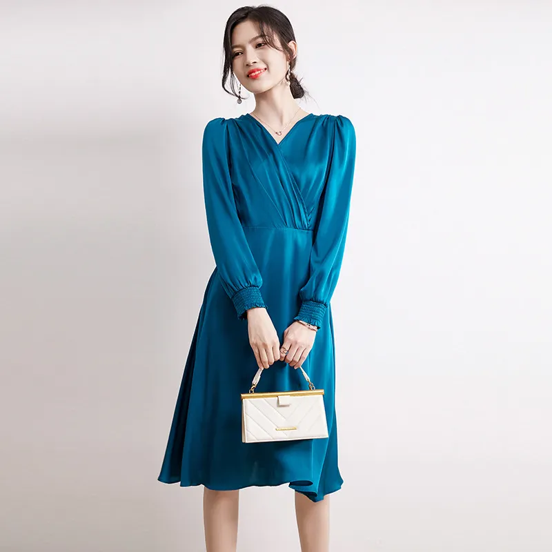 Elegant Silk Midi Dress - Long Sleeve Flowy Dress, Premium Quality, Perfect  for Parties & Events - Shop Now! from Dhgate Basic & Casual Dresses - price  154.55