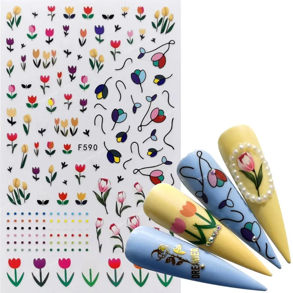 Nagelstickers met avocado Nagelsticker voor nagels Manicurestickers Cactus Wolf Zelfklevende sticker Bladeren 3D-schuifregelaars Deco Enkel stuk Nail ArtStickers Decals Nail Art