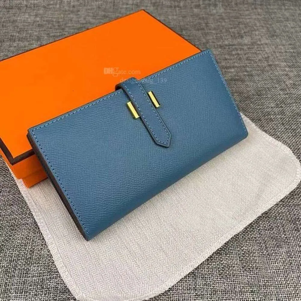 Topkwaliteit portemonnee Epsom koeienhuid dames clutch Portefeuilles Portemonnee dame dames lange kaarthouder portemonnee met oranje dooskaart