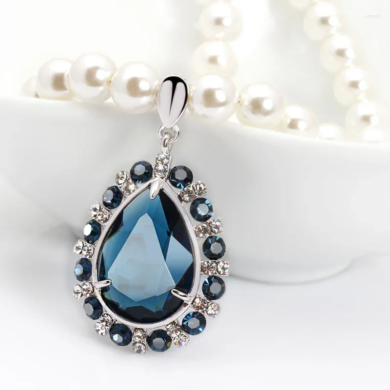 Anhänger Halsketten LOYE Mode Kristall Halskette Handgemachte Nachahmung Perlen CZ Schlüsselbein Kette Für Frauen Trendy Schmuck