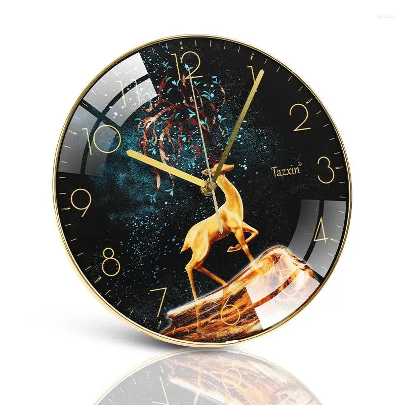 Horloges murales en gros luxe nordique minimaliste Eastar métal rond numérique 12 pouces verre décor horloge