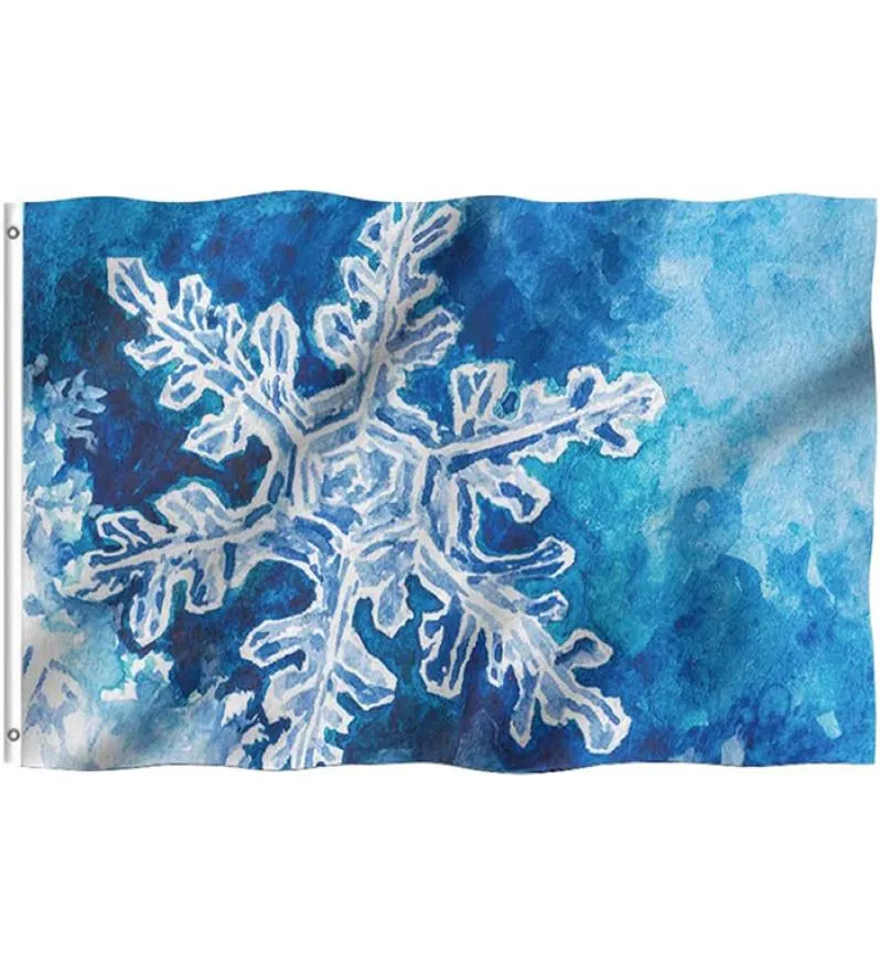 Winter Snowflake 3X5 Flag Hanging National Advertising Double Stitching 100D Polyester Printing Flag1338322