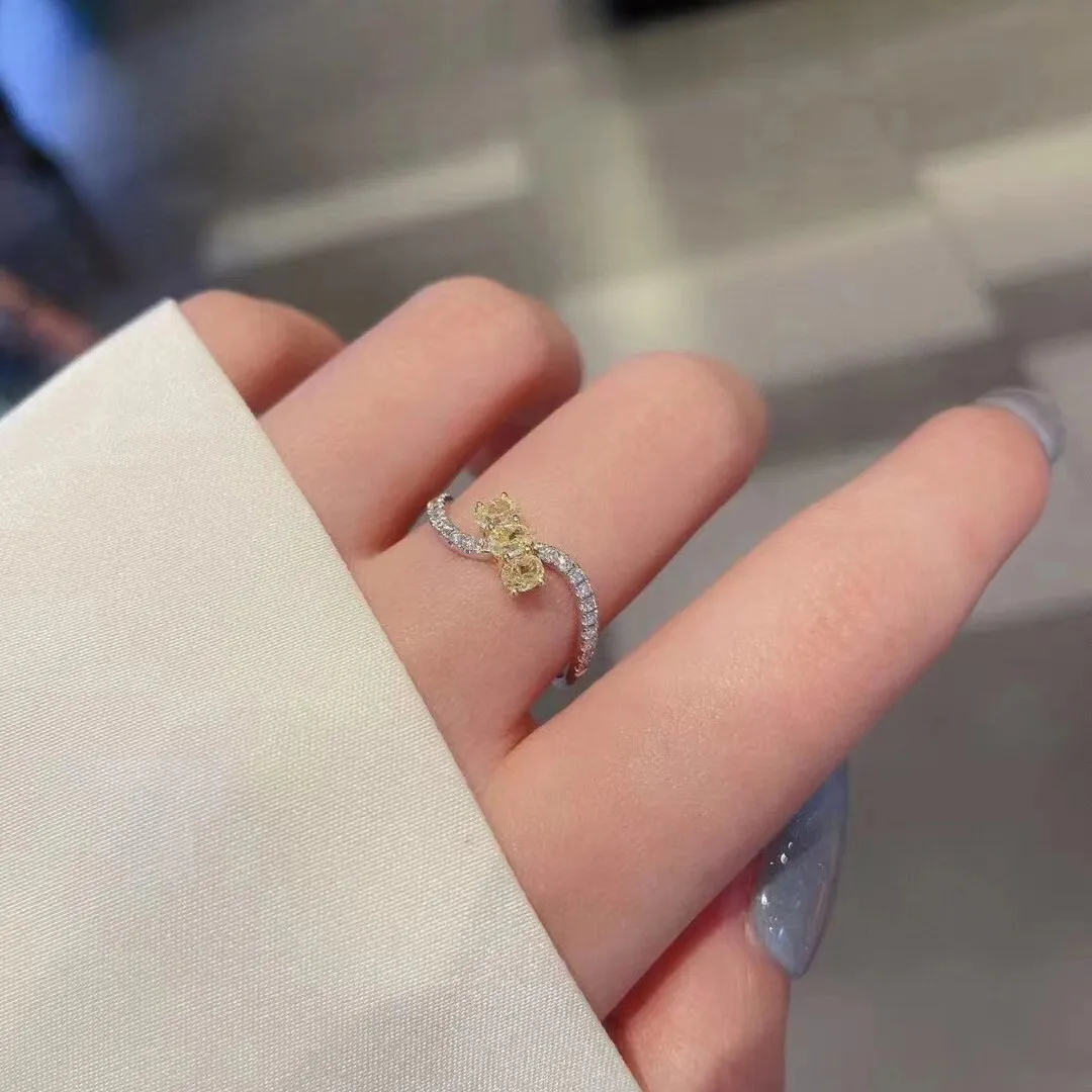 S925 prata amarelo cristal banda anéis para mulheres meninas bling diamante charme elegante ol designer anel de unhas jóias de casamento