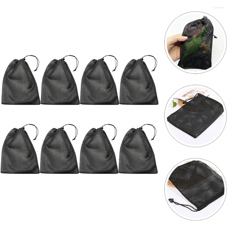 Sacos de lavanderia 8 pcs saco de bola basquete malha pequena cordão líquido para esportes vegetais