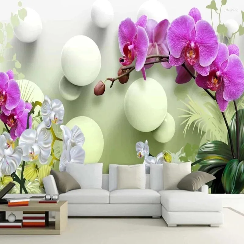 Fonds d'écran personnalisés 3D Po Mural Papier peint Boule Fleur Moderne TV Fond Décor Intérieur Chambre Salon Canapé Mur Papier