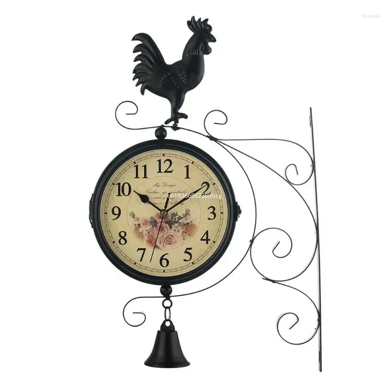 Horloges murales Vintage Double face horloge rotative métal maison salle à manger décoration livraison directe