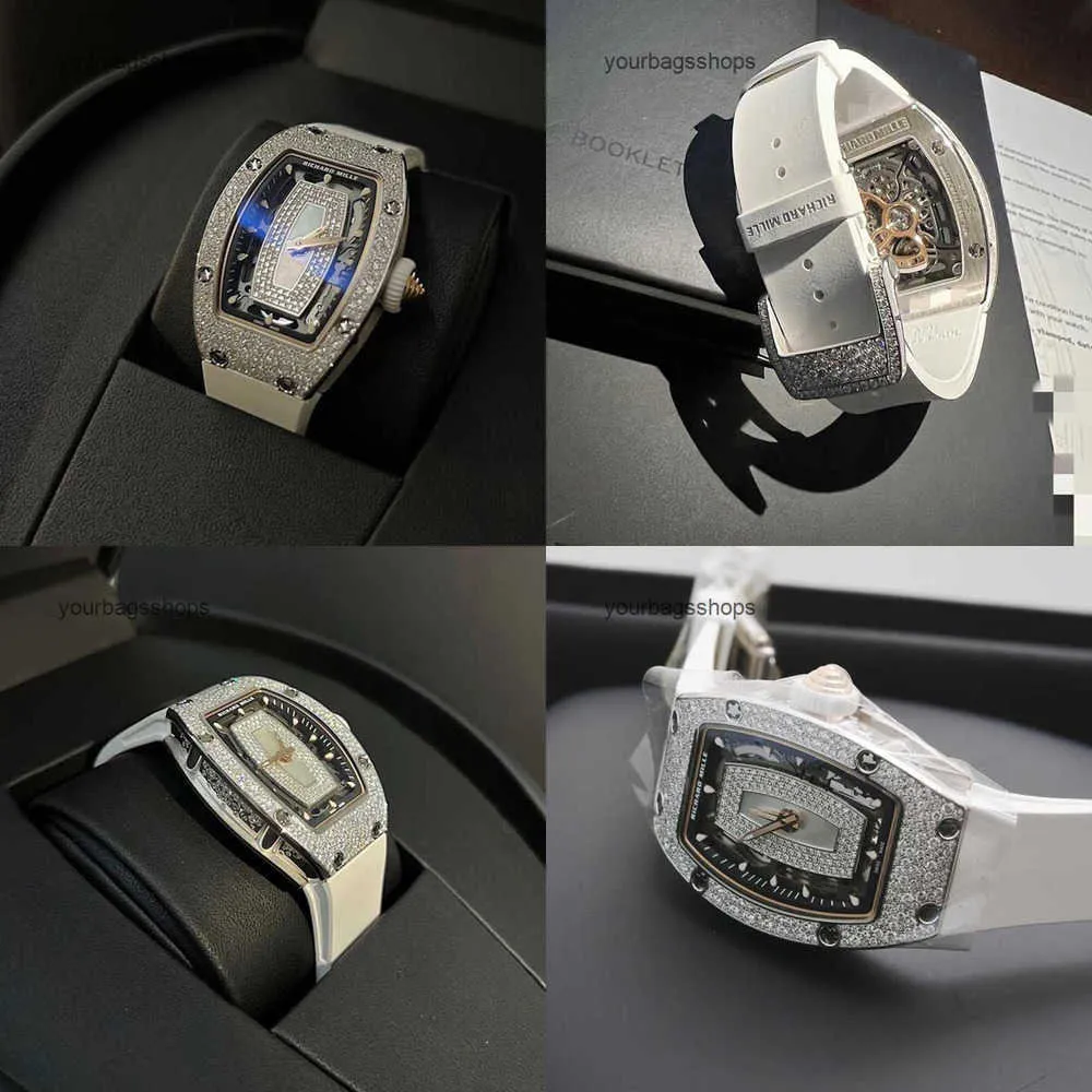 Chronograph Titanium Watch RM Wrist Watch Racing Machine Watch RM0701 White Lip Watch Series Original Diamond Inlaid Automatic Machinery Fashion Womens Watch WAUG