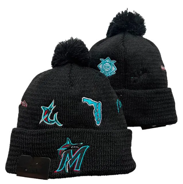 Marlins Beanie Miami Beanies Sox La NY North American Baseball Team Side Patch Winter Wool Sport Knit Hat Skull Caps