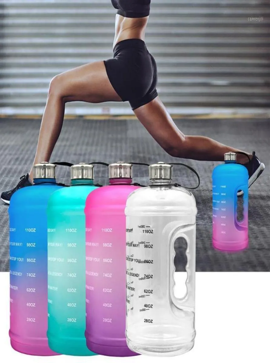 Bouteille d'eau 1 gallon sport avec étanche motivation gymnase fitness grande capacité bouteille d'eau dégradé couleur grande tasse bouilloire6129987