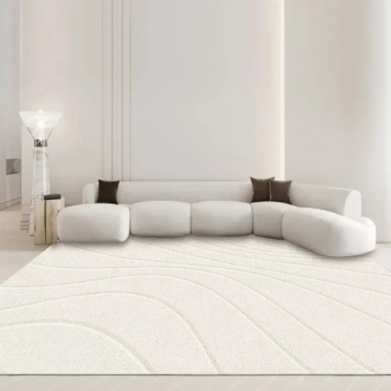 Tapis Beige salon grands tapis moderne maison canapé petits tapis Simple chambre décoration chevet tapis doux anti-dérapant salon tapis de sol 231027