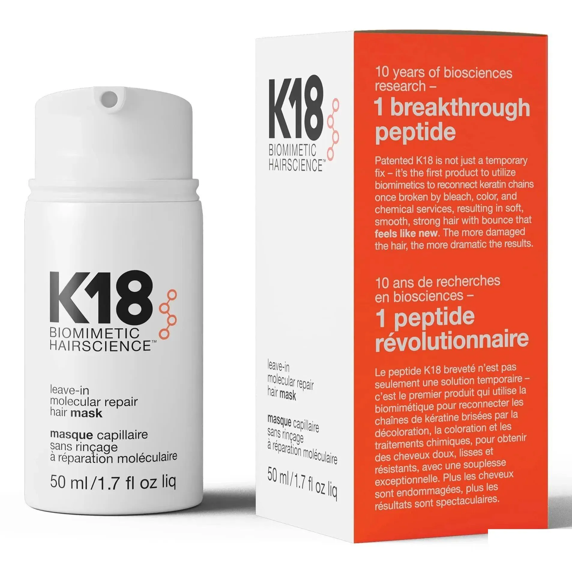 Shampoo Conditioner K18 Leave In Molecar Repair Hair Mask 50Ml Treatment To Damaged 4 Minutes Reverse Damage From Bleach Nourishing Dh89Y