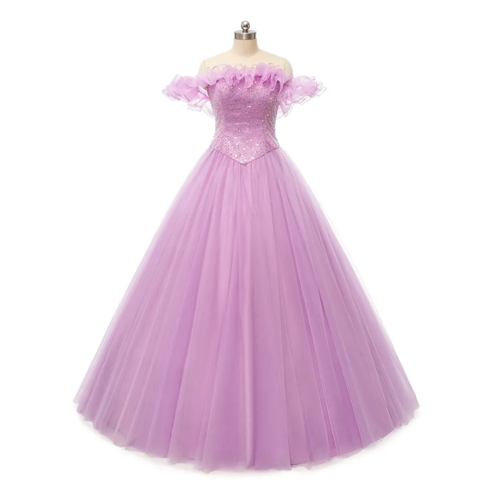 Quinceanera Dresses Princess Bateau 스팽글 볼 가운 Tulle Lace-up Plus Size Sweet 16 데뷔 파티 생일 전수 de 15 anos Q05