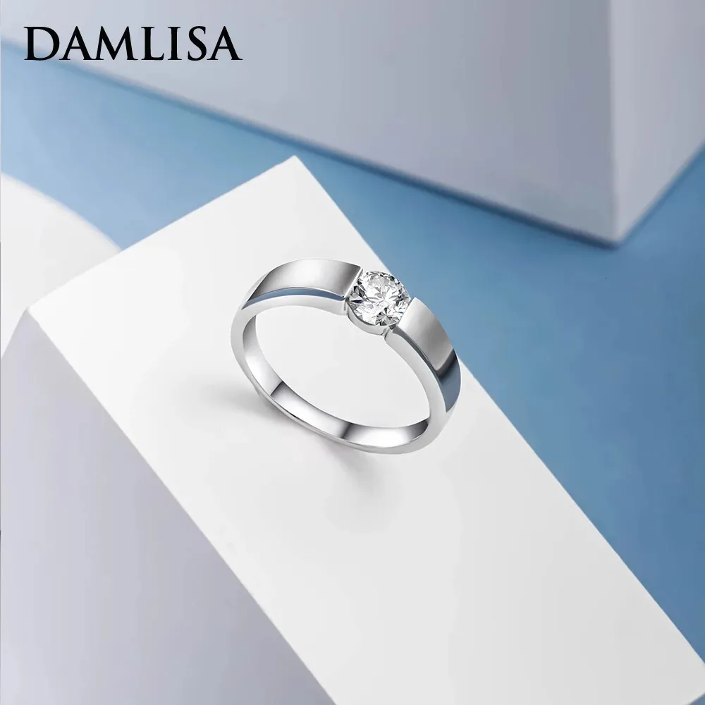 Trauringe DAMLISA 1 Karat VVS1 Paarring für Damen Herren 925 Sterling Splitter Diamant Hochzeit Verlobungsversprechen Ring 231027