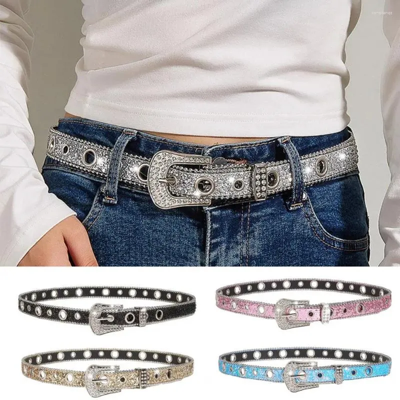 Belts Trendy Waist Belt Buckle Closure Dress Up Fashion Item Bling Faux Leather