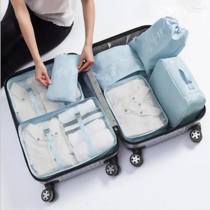 Torby do przechowywania Podróż siedmioczęściowe zestaw ubrań bagażowych Wodoodporny 7-częściowy