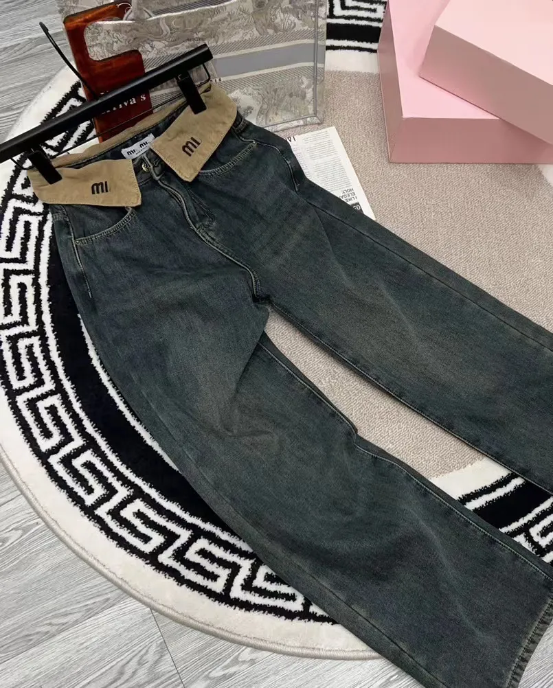 Jean femme 2023 nouveau bleu clair bleu fonc marque de cr ateur pantalons pour femmes pantalon rue Denim jambe droite jean