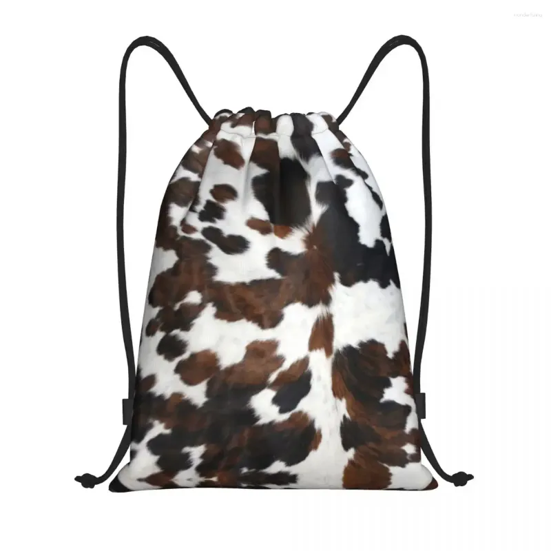 Sacos de compras Personalizado Textura de Couro Saco de Cordão Mulheres Homens Leve Animal Esconder Couro Esportes Ginásio Mochila de Armazenamento