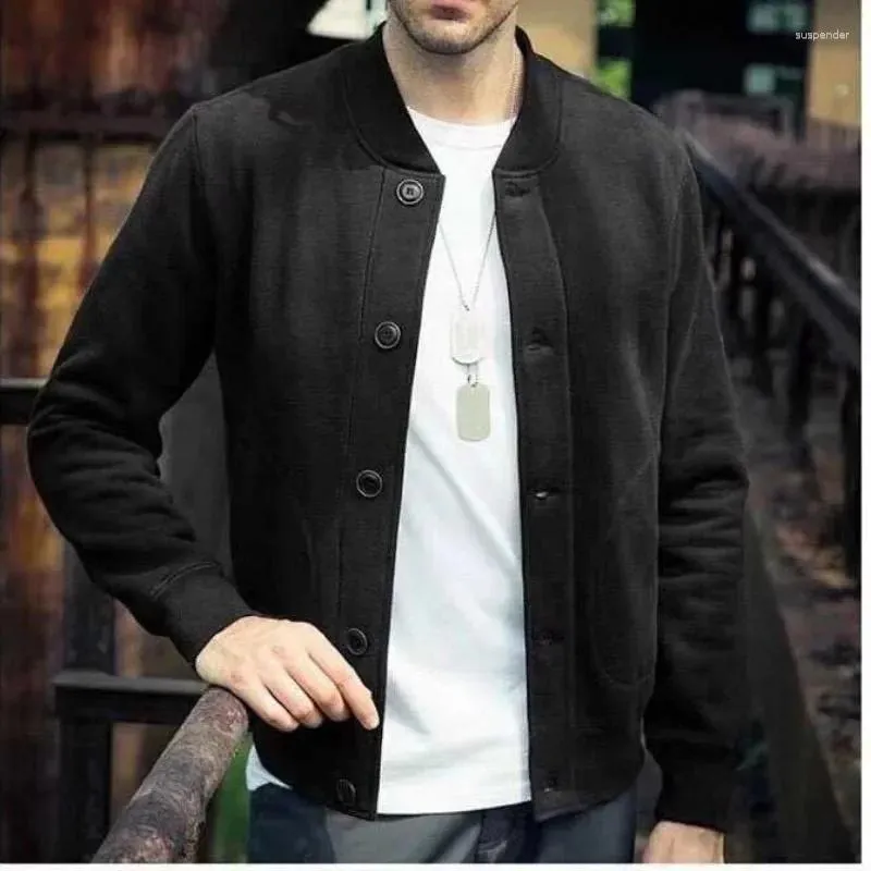 Men's Jackets Fleece Thick Baseball Uniform Jacket Outwear Trend American Retro Double-Sided Polar Autumn Casual Coats