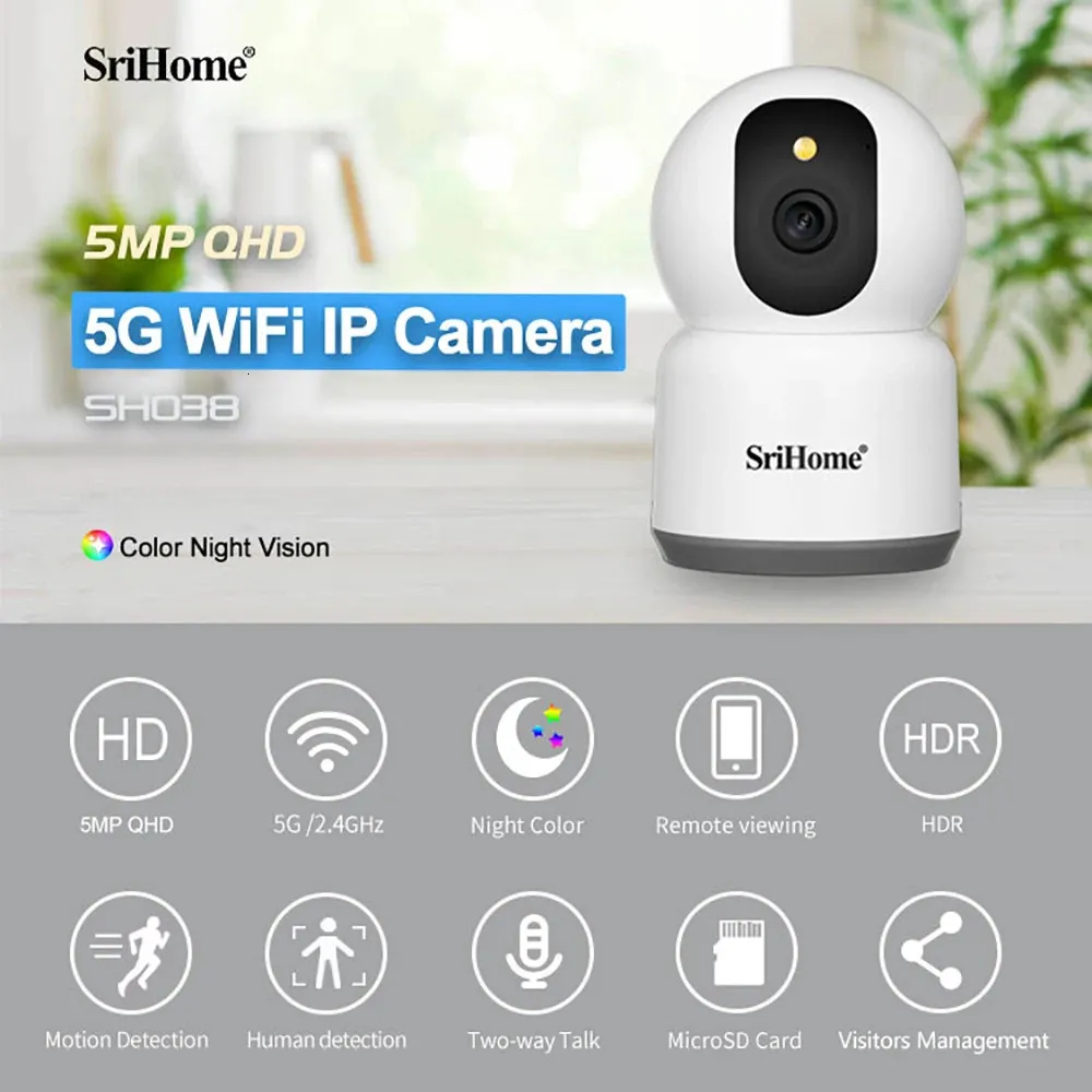 كاميرات الثأر 2 4G 5G Dual Band 5 0MP QHD WiFi IP AI Camera Wireless Starlight Camera 2 Way Audio Night Color Surveilla CCTV PTZ SRIHOME SH038 231030