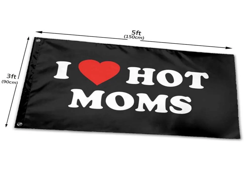 Drapeau I Love Moms, 150x90cm, 3x5 pieds, impression en Polyester, Sports d'équipe de Club d'intérieur avec 2 œillets en laiton, 6022964