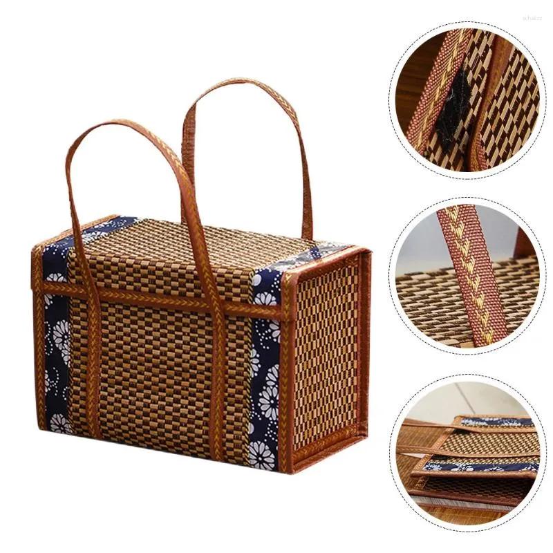 Ensembles de vaisselle Panier de fruits polyvalent tissé stockage pique-nique paille plage fourre-tout sac à main pliable fruits pliants bambou amateurs de plein air