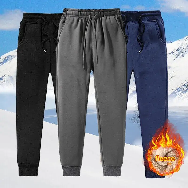 Herenbroeken M-6xl Heren Winter Fleece Joggingbroek Gevoerde Dikke Thermische Broek Casual Atletische Joggers Losse Warme Mode Grote maten